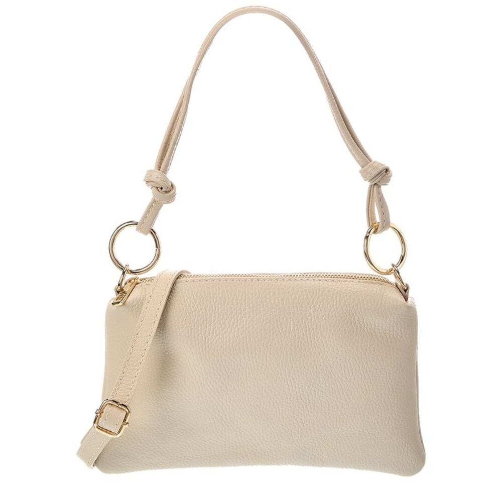 Italian Leather Elin Leather Top Handle Bag, Beige
